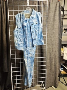 Vintage Y2K Guess Stretch Denim Vest Pant Set Size L - Picture 1 of 6