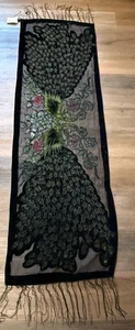 Taboo Velvet Peacock Burnout Shawl Wrap Scarf MultibColor Metalic /Fringe - Picture 1 of 10