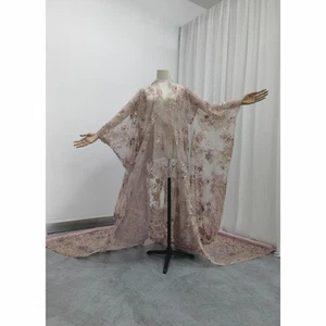 Unused Lace Overdress Organza Uchikake Kimono Size M Pink - Picture 1 of 10