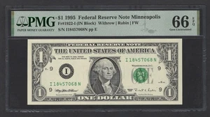 United States-Federal Reserve 1 Dollar 1995 Fr#1922-I (IN Block) UNC Grade 66 - Picture 1 of 2