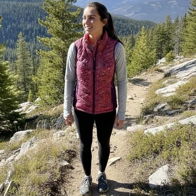 Chaleco SmartWool Corbet 120 para mujer L SmartLoft estampado mezcla de lana merino aislante Foto 1 de 4