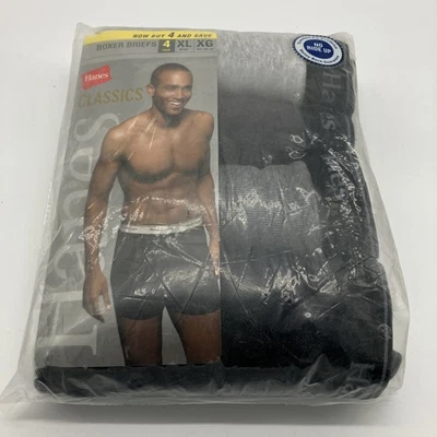 Paquete de 4 calzoncillos boxer negros y grises Hanes Classics para hombre ropa interior talla XL  Foto 1 de 3