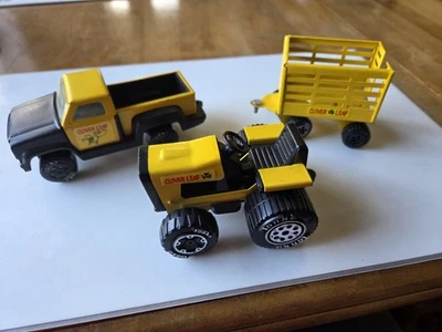 Rare 1970s Tonka Pickup Truck Tractor Trailer Yellow Mini Metal Clover Leaf Set - Image 1 of 4