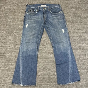 Vintage Guess Jeans Women 31 Blue Flare Bell Bottom Flap Pockets Y2K Grunge - Picture 1 of 13