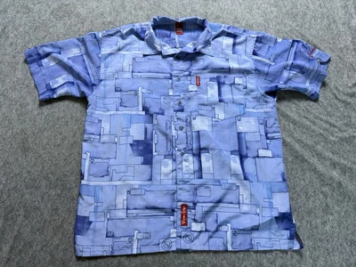 Vintage Marc Ecko Unltd Shirt Mens Large Blue Button Up Short Sleeve FLAWS - Image 1 of 4