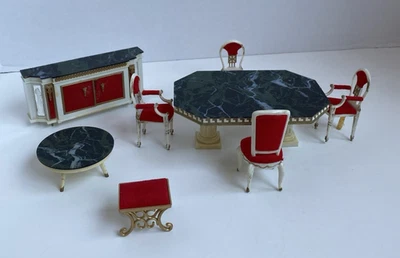 老式理想人造大理石小公主娃娃屋客厅家具套装 — 第 1/4 张图片