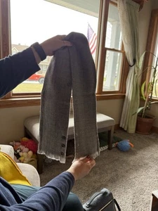 Vest-Scarf 100% Zephyr Wood Vintage - Gray With Buttons  - Picture 1 of 3