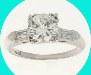 Antique Diamond Platinum Engagement Ring 1.23CT Round Brilliant Size 5.5 - Picture 1 of 9