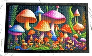 New Colorful Mushrooms Door Mat Floor Rubber Kitchen Outdoor Indoor Mushroom NWT - Picture 1 of 3