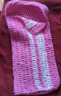 New Shalis Handmade Pink Crochet Swaddle Hooded Set Baby 0 To 3 Months  - Image 1 of 3