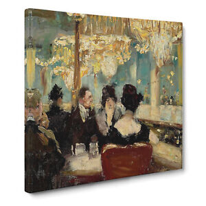 Cafe Vaterland by Lesser Ury Canvas Print Wall Art Framed Large Picture Painting
