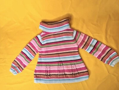 Suéter cuello alto a rayas arco iris rosa 18-24 Mos Baby Gap niñas Foto 1 de 3