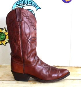 Vintage DAN POST Men's Western Cowboy Brown Leather Boots, Size 9.5 D USA Made. - Picture 1 of 17