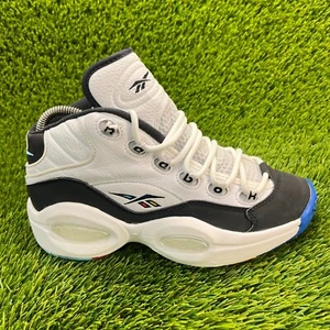 Reebok Question Mid Boys Size 6.5Y White Black Athletic Basketball Shoes Sneaker - Picture 1 of 10