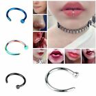 5Pcs Fashion Unisex Stainless Steel Nose Hoop Non Piercing Fake Lip Ring Clip on