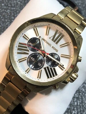 Michael Kors Wren Chronograph Watch Silver Dial Gold Tone Ladies MK5838 New Bat - Image 1 of 4