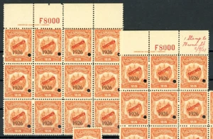 EL SALVADOR Revenue 25 Colones ABNCo *F8000* 1926 SPECIMEN 2 Blocks MNH ZU46 - Picture 1 of 6