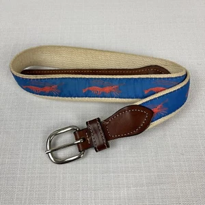 Cinturón tejido vintage para niños de cuero de lona con tema de camarones pantano cajún - Imagen 1 de 6