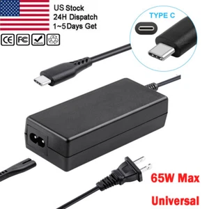 65W USB-C Type C Adapter Charger For HP Samsung Lenovo Yoga Dell Macbook Acer US - Picture 1 of 13