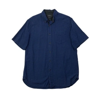 Rag & Bone Shirt Men L Large Prussian Blue Black Gingham Classic Fit Button Down - Image 1 of 4
