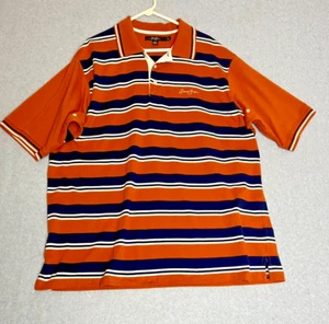 Sean John shirt Men's size XXL short sleeve orange navy blue stripe polo style - Picture 1 of 14