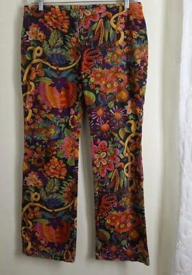 油性尺寸 42 12 14 时髦五颜六色的艺术穿花卉长裤 — 第 1/4 张图片