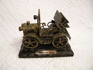 Auto d'epoca Franklin 1907 contaminata nera e bronzo su base in legno, OTTIMA - Foto 1 di 5