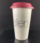 THE ELLEN DEGENERES SHOW CERAMIC TO GO COFFEE CUP WITH LID RARE HTF REUSABLE