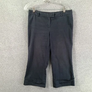 Pantology Chno Capris Pants Womens 10 Black Flat Front Tacked Pockets Cuffed - Picture 1 of 10