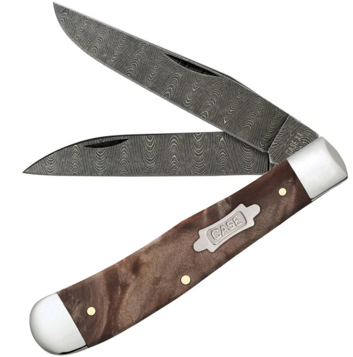 Case XX Trapper Pocket Knife Damascus Steel Blades Maple Burl Wood Handle 15090 - Image 1 of 1
