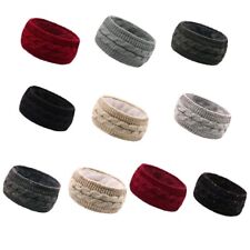 Soft Knitted Headband Fleece Lined Hairband Winter Earmuffs Wide for Head Wraps