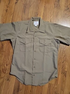 Nueva Camisa Abotonada Creighton 16/16.5 Lg USMC Marrón SS - Imagen 1 de 5