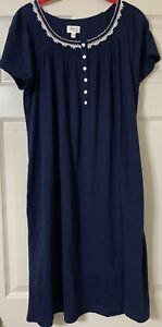 Aria Collection Nightgown With Pockets Size Medium Navy Blue