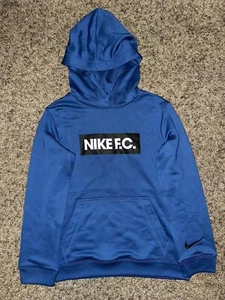 Nike Big Kids (Boy’s) Dri-Fit FC Libero Football Blue Hooded Sweatshirt - Picture 1 of 14