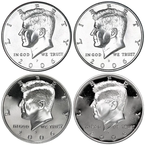 2006 P D S S Kennedy Half Dollar Year Set Silver & Clad Proof & BU US 4 Coin Lot Cover
