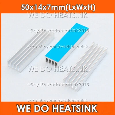 50x14x7mm Silver Heatsink Cooler Radiator With Thermal Double Sided Adhesive Pad - Image 1 of 4