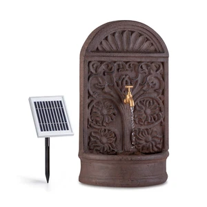 Gartenbrunnen Solarbrunnen Kunststein Solarpanel Akku Zierbrunnen LED 5 m Kabel - Bild 1 von 12