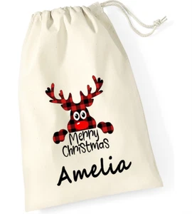 Personalisierte Geschenktüte Weihnachten Rentier Geschenk Weihnachtsmann Kinder Baum - Bild 1 von 4