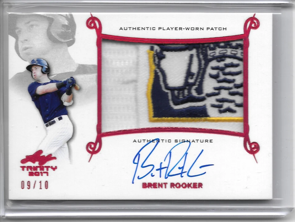 2017 Leaf Trinity BRENT ROOKER RED JUMBO LOGO PATCH AUTO RC SP #9/10 TWINS! - Image 1 of 1