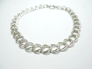 VINTAGE 7,25" ZOLL 6mm DOPPELGLIEDERKETTE BETTELARMBAND 925 STERLINGSILBER. - Bild 1 von 7
