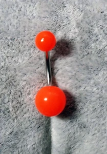 PIERCING OMBELICO ARANCIONE ORANGE NAVEL BELLY BARS 316L SURGICAL STEEL 1,6 MM - Picture 1 of 1