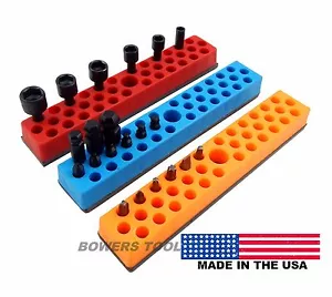 Mechanics Time Saver 3pc 1/4in Magnetic Hex Bit Holder Organizer Set Metric SAE - Picture 1 of 4