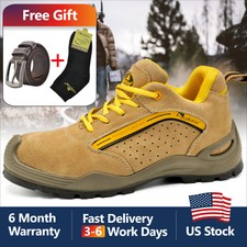 Safetoe Safety Shoes Mens Work Steel Toe Breathable Lightweight Yellow US Size