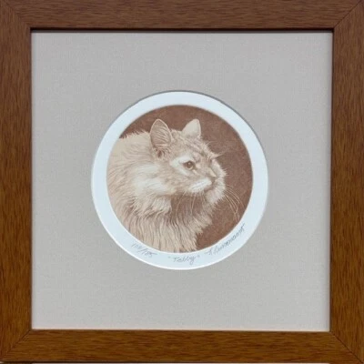 Louis Russamanno "Tabby" Assinado à Mão Edição Limitada Gravura Gato Arte Animal NOVO - Imagem 1 de 3