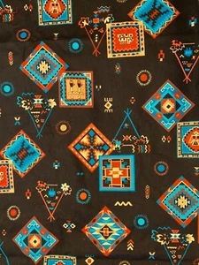 3 Yds x 44” Cranston VIP Cotton Fabric Native American Tee Pee Tribal - Picture 1 of 6