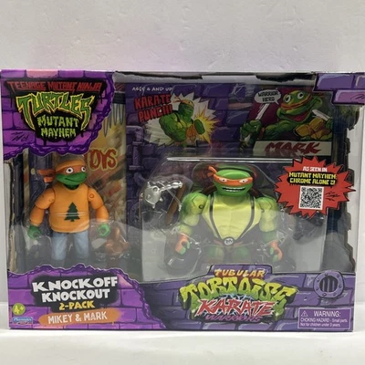 TMNT Mutant Mayhem Knock Off Knockout Mikey & Mark Paquete de 2 Guerreros de Karate!! Foto 1 de 4