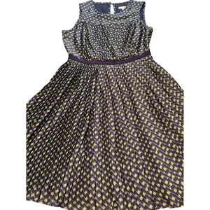 Shoshanna Midikleid geometrisches Muster Plissee dunkelblau grün Größe 4 - Bild 1 von 10