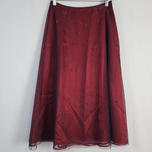 Vintage Express Perlen Tüll Overlay Rock Gr. 1/2 rot schwarz Whimsigoth Y2K - Bild 1 von 8