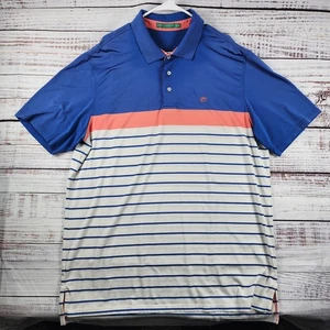 Southern Tide Club Polo Shirt XXL Blue Coral Stripe Performance Stretch Golf - Picture 1 of 7