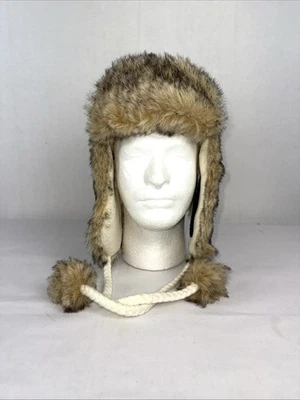 Sombrero de trampero American Eagle blanco marrón imitación piel orejeras invierno sombrero para nieve Foto 1 de 4